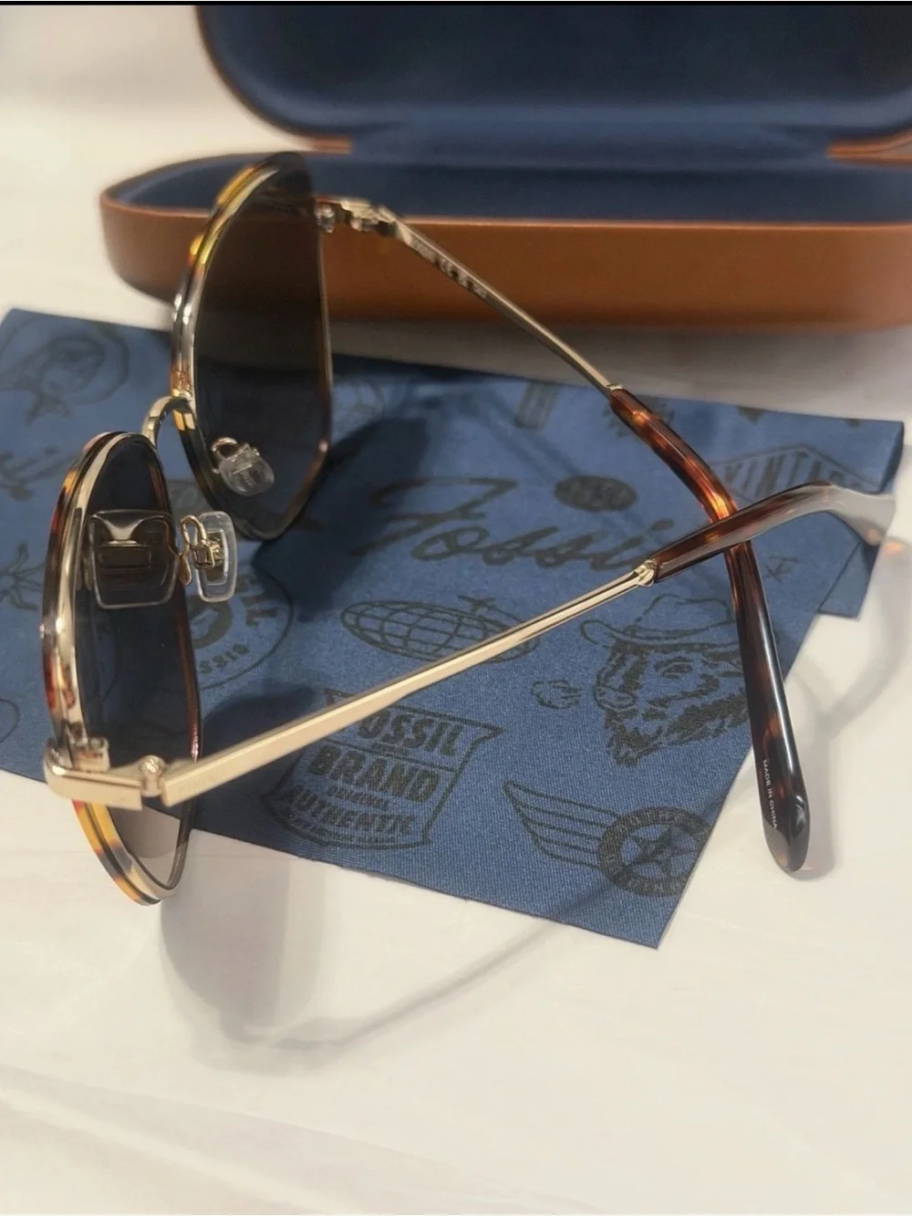 Fossil Tortoiseshell Frame Sunglasses with Black Lenses